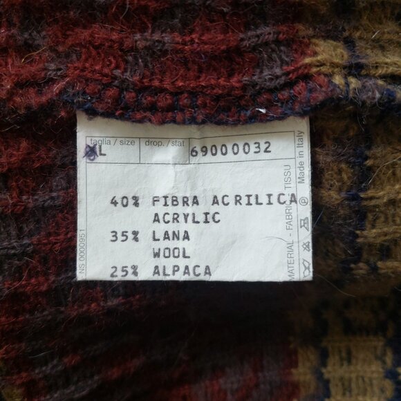 (SOLD) Vintage Millibar Italian Wool Alpaca Patterned Grandpa Sweater Size L - Picture 6 of 6